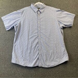 Cremieux Blue White Paisley Men Button Up Shirt Short Sleeve Western Country XL